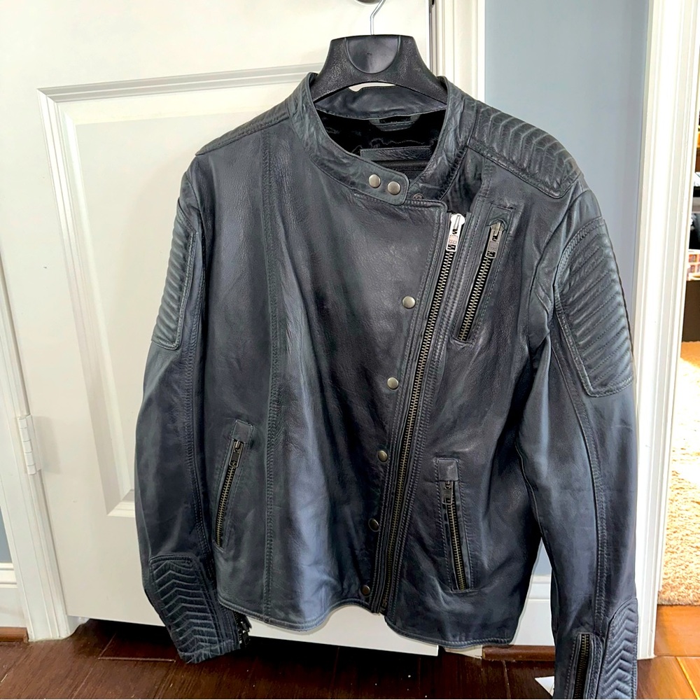 NWT Moto Real Leather Jacket Size XL/2X Anthracite Gray